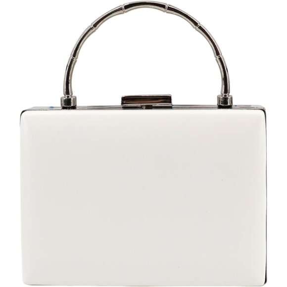 Women G Style 13-White Imported Push Lock Evening Cocktail Party Formal Clutch - Picture 1 of 6
